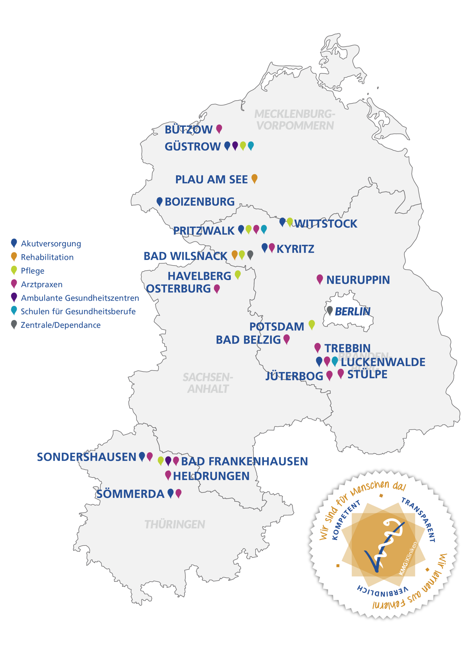 KMG Landkarte mit Standorten KMG Landkarte mit Standorten